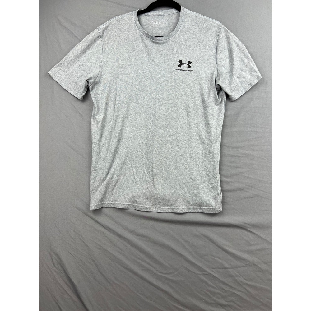 Under Armour T-Shirt Mens Medium HeatGear Loose Fit Gray Short Sleeve Good